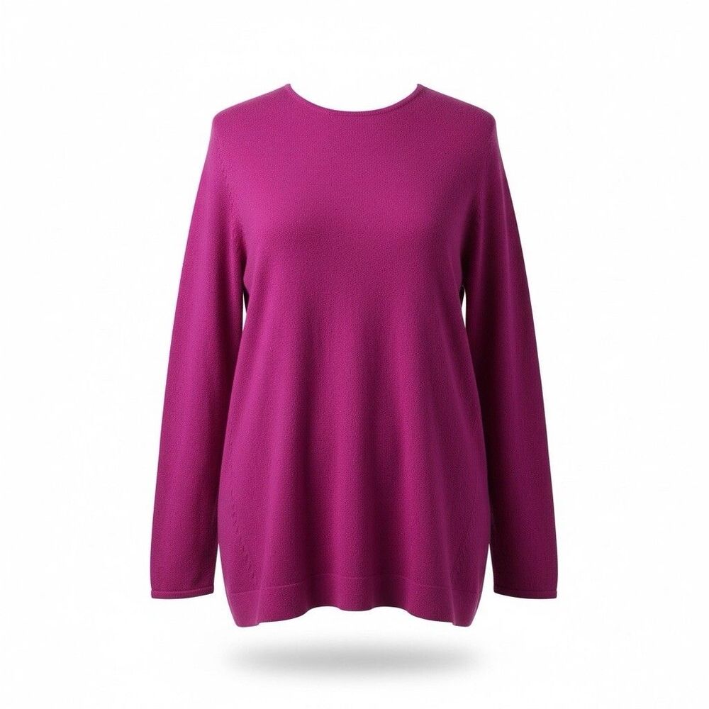 J. Jill Magenta Fuchsia Crewneck Tunic Sweater Large L Cotton Blend Coastal Prep